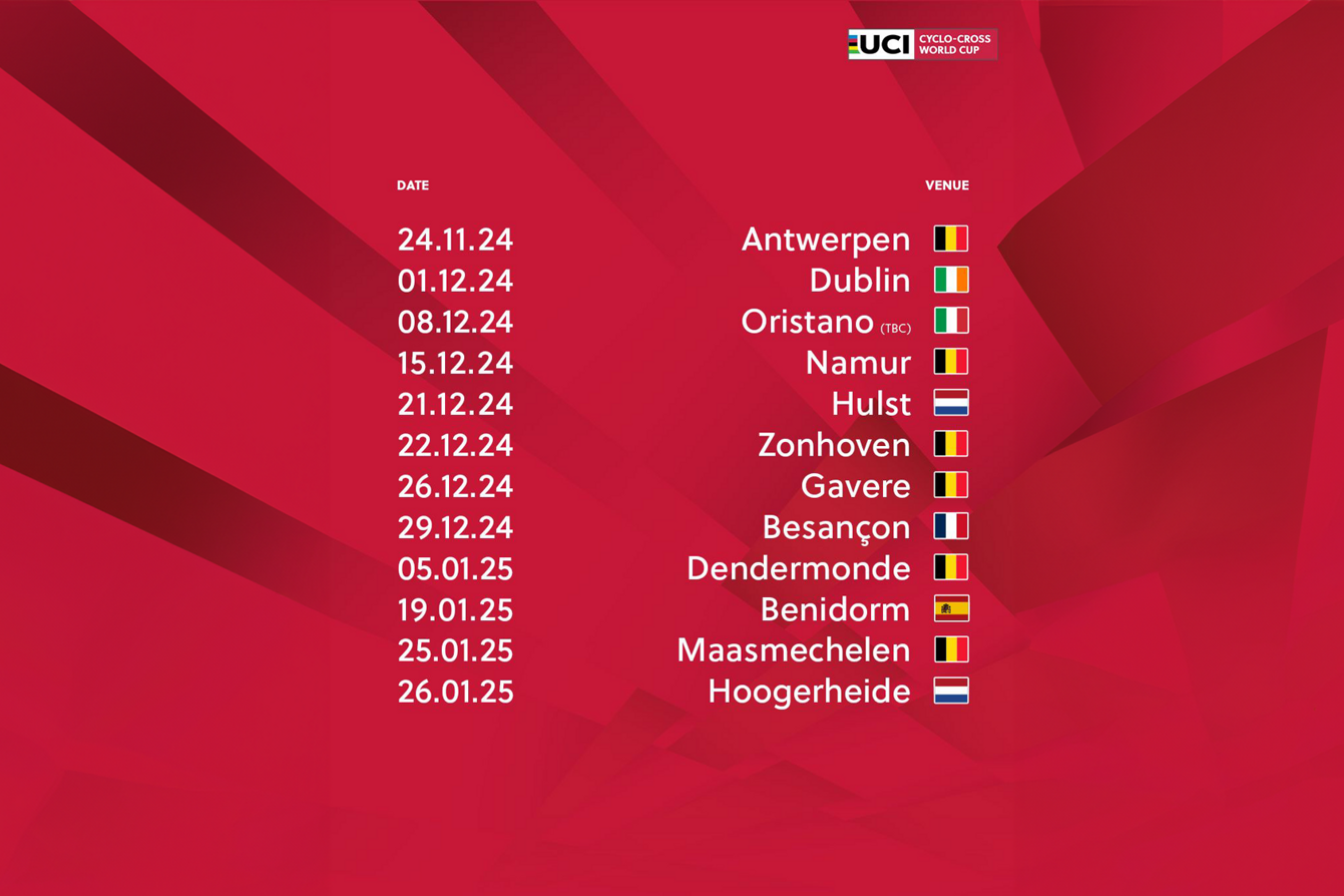 Voice le calendrier de la Coupe du Monde Cyclocross UCI 20242025